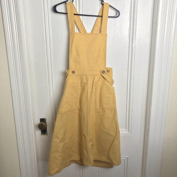 Vintage 70s Woolrich yellow cotton overall dress